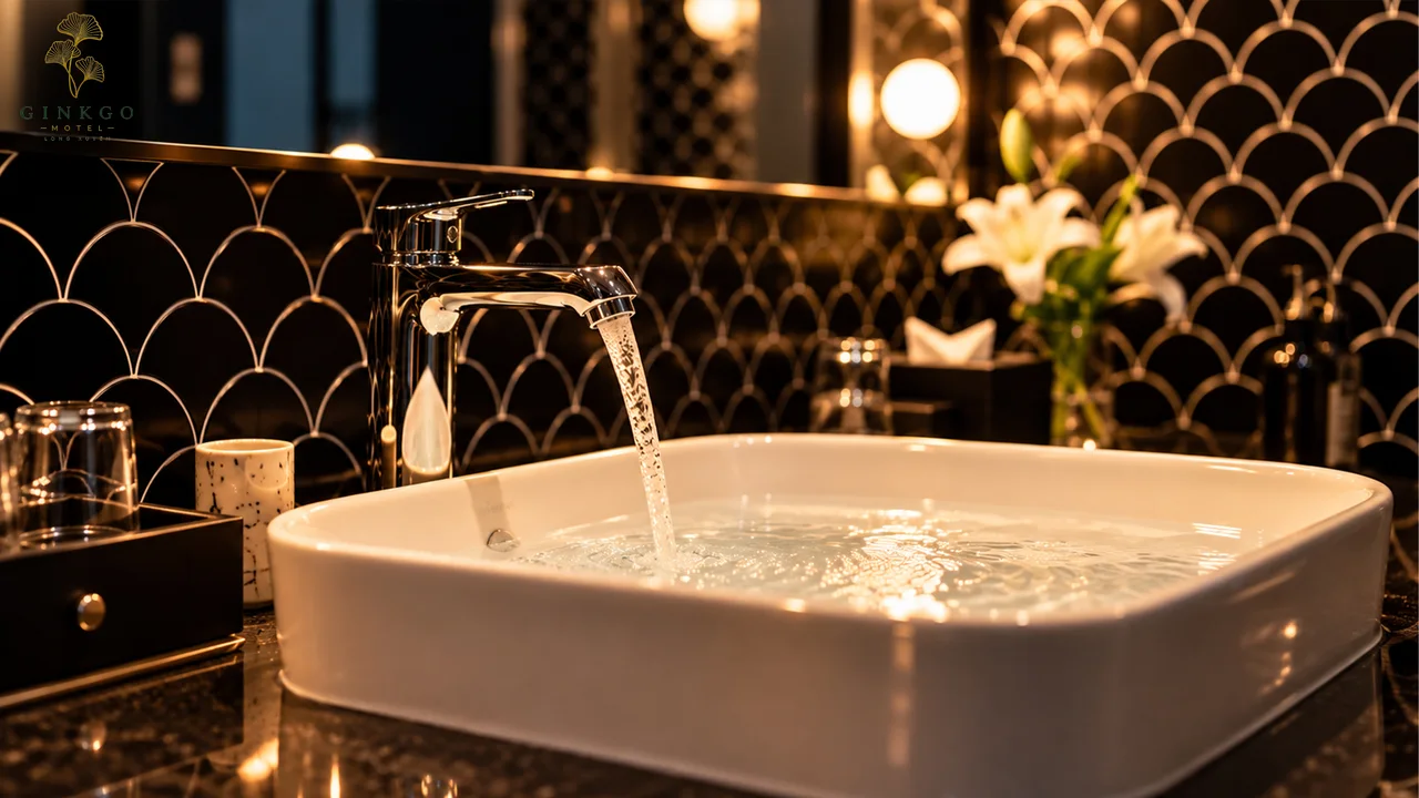 Phòng tắm Chairman Suite với bồn tắm và lavabo