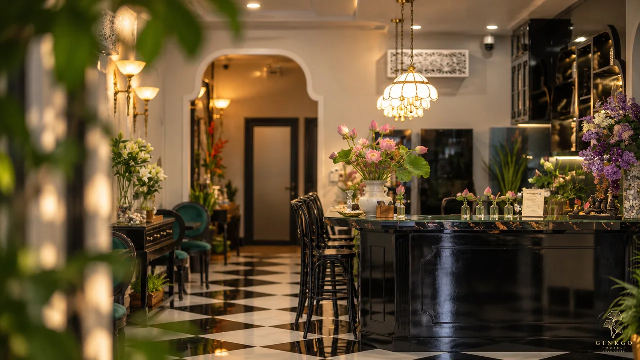 Quầy lễ tân và quầy bar tại sảnh